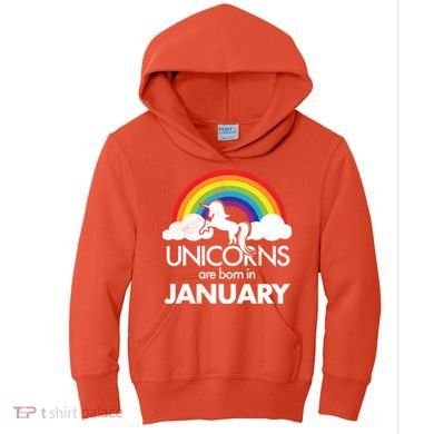 Unicorns Are Born in January Kids Hoodie