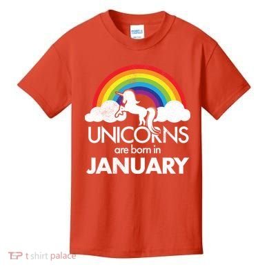Unicorns Are Born in January Kids T-Shirt