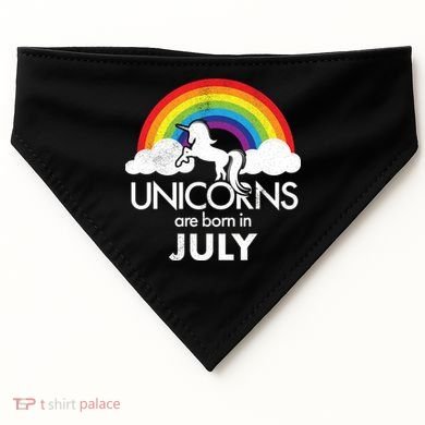 Unicorns Are Born In July Rainbow Retro USA-Made Doggie Bandana