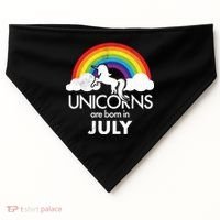 Unicorns Are Born In July Rainbow Retro USA-Made Doggie Bandana thumb 0