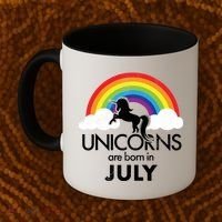 Unicorns Are Born In July Rainbow Retro Coffee Mug thumb 2