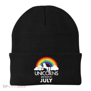 Unicorns Are Born In July Rainbow Retro Beanie