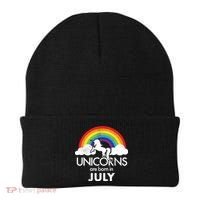 Unicorns Are Born In July Rainbow Retro Beanie thumb 0