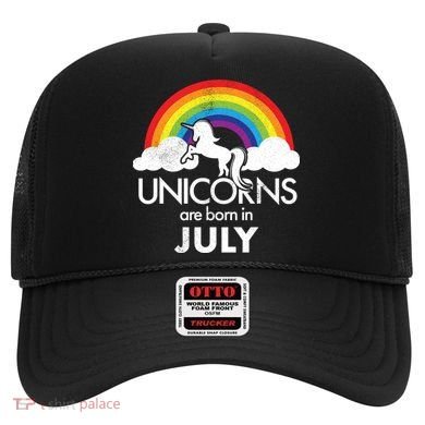 Unicorns Are Born In July Rainbow Retro Hat