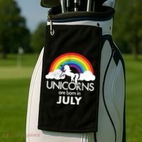 Unicorns Are Born In July Rainbow Retro Golf Towel thumb 2