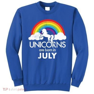 Unicorns Are Born In July Rainbow Retro Sweatshirt
