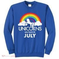 Unicorns Are Born In July Rainbow Retro Sweatshirt thumb 0
