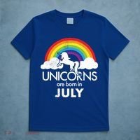 Unicorns Are Born In July Rainbow Retro T-Shirt thumb 5