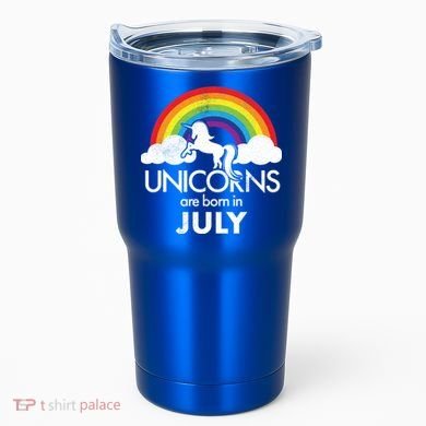 Unicorns Are Born In July Rainbow Retro Tumbler