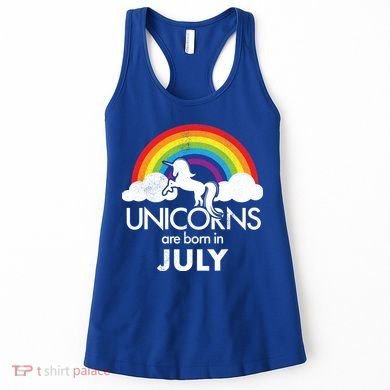 Unicorns Are Born In July Rainbow Retro Women's Tank Top
