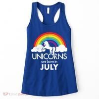 Unicorns Are Born In July Rainbow Retro Women's Tank Top thumb 0