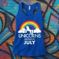 Unicorns Are Born In July Rainbow Retro Women's Tank Top thumb 3