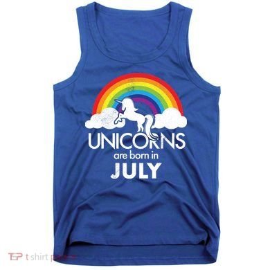 Unicorns Are Born In July Rainbow Retro Tank Top