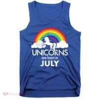 Unicorns Are Born In July Rainbow Retro Tank Top thumb 0