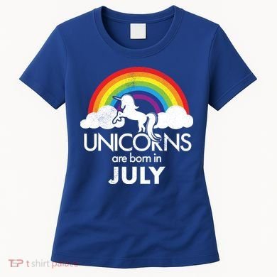 Unicorns Are Born In July Rainbow Retro Women's T-Shirt