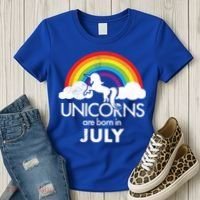 Unicorns Are Born In July Rainbow Retro Women's T-Shirt thumb 3