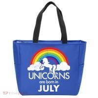 Unicorns Are Born In July Rainbow Retro Tote Bag thumb 0