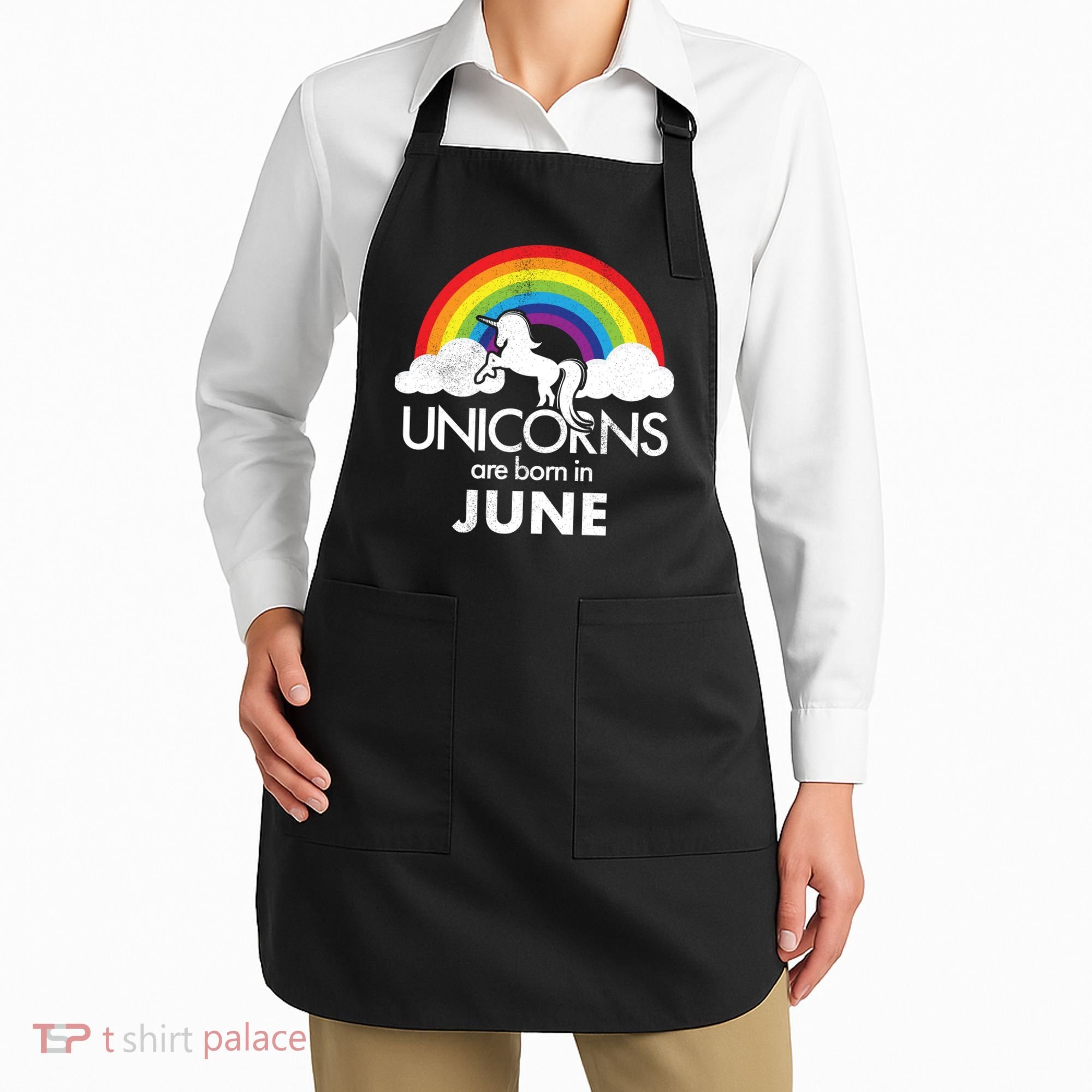 Unicorns Are Born in June Apron