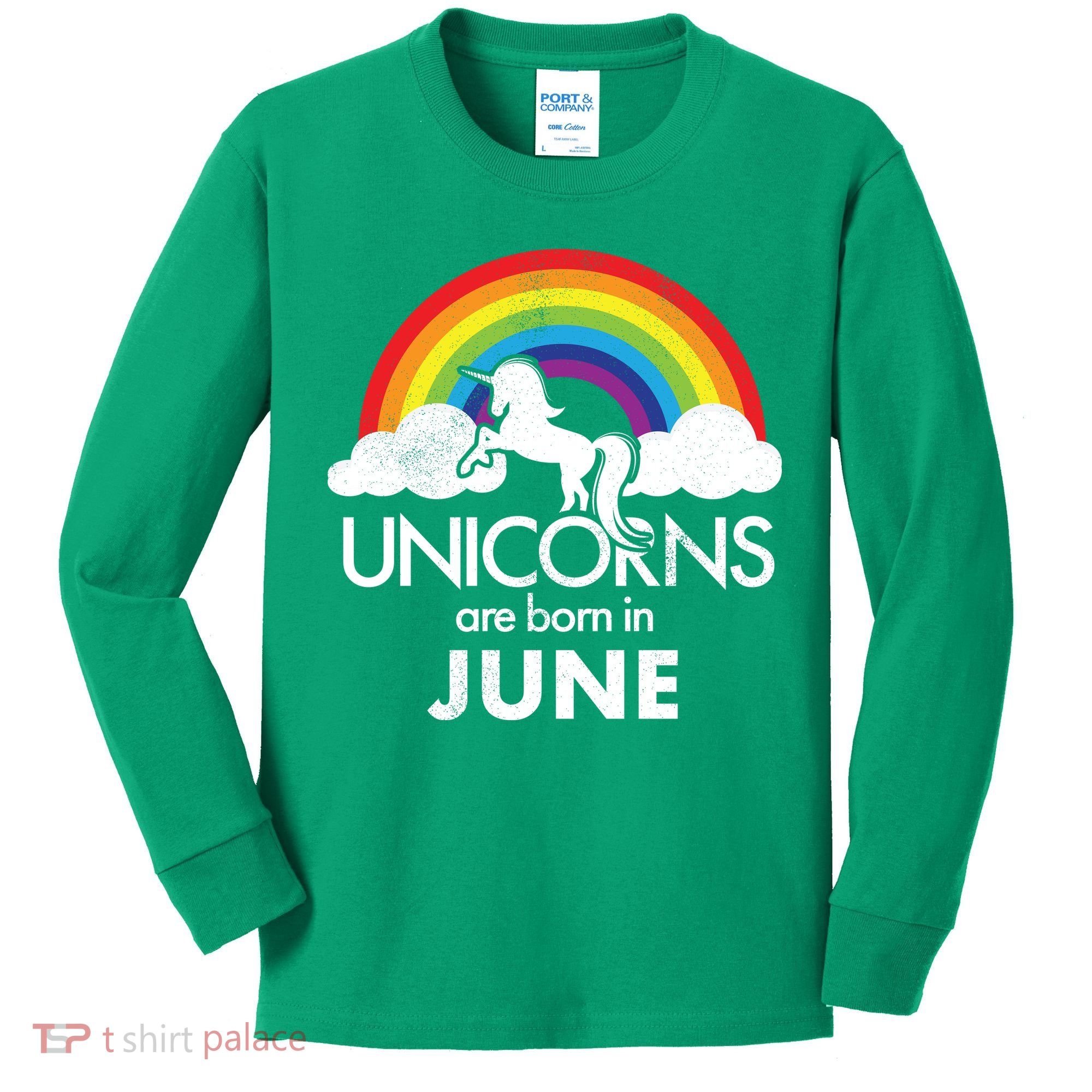 Unicorns Are Born in June Kids Long Sleeve Shirt