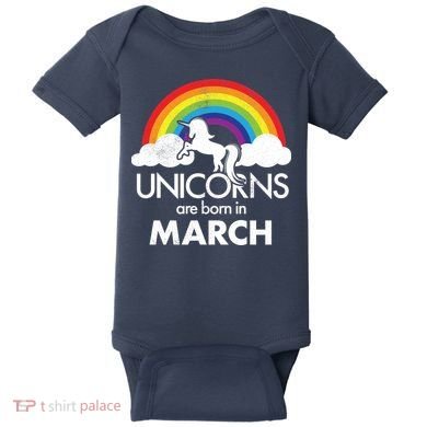 Unicorns Are Born in March Baby Bodysuit