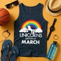 Unicorns Are Born in March Tank Top thumb 4