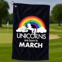 Unicorns Are Born in March Golf Towel thumb 1