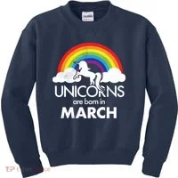 Unicorns Are Born in March Kids Sweatshirt thumb 0