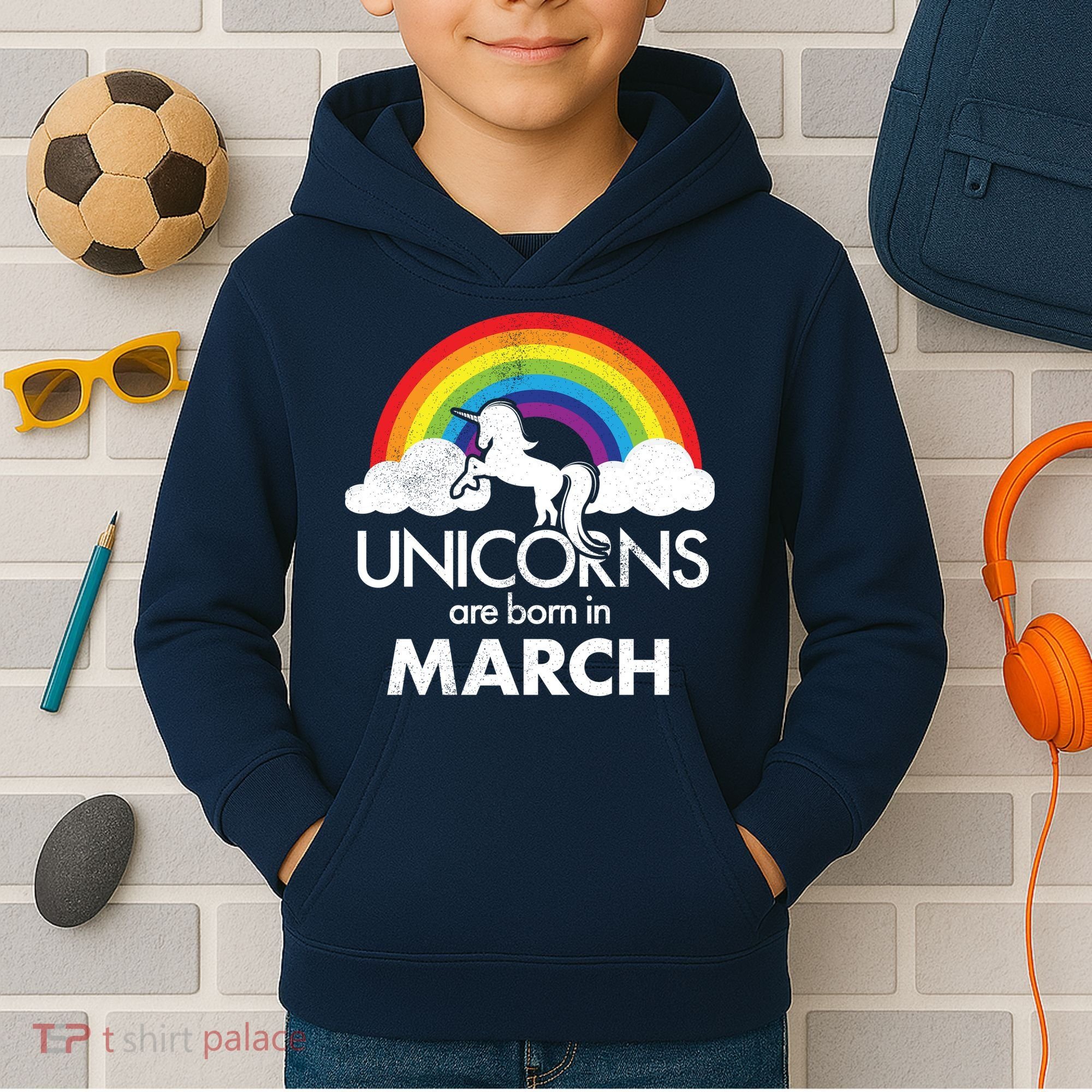 Unicorns Are Born in March Kids Hoodie