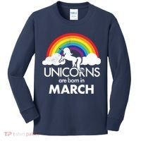 Unicorns Are Born in March Kids Long Sleeve Shirt thumb 0