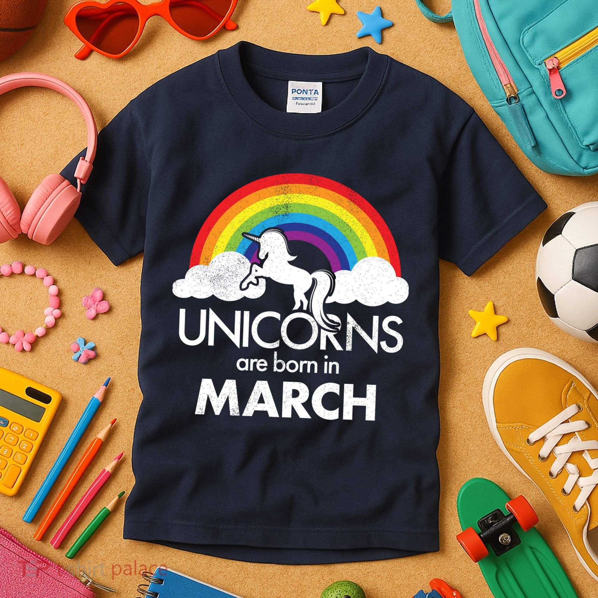 Unicorns Are Born in March Kids T-Shirt