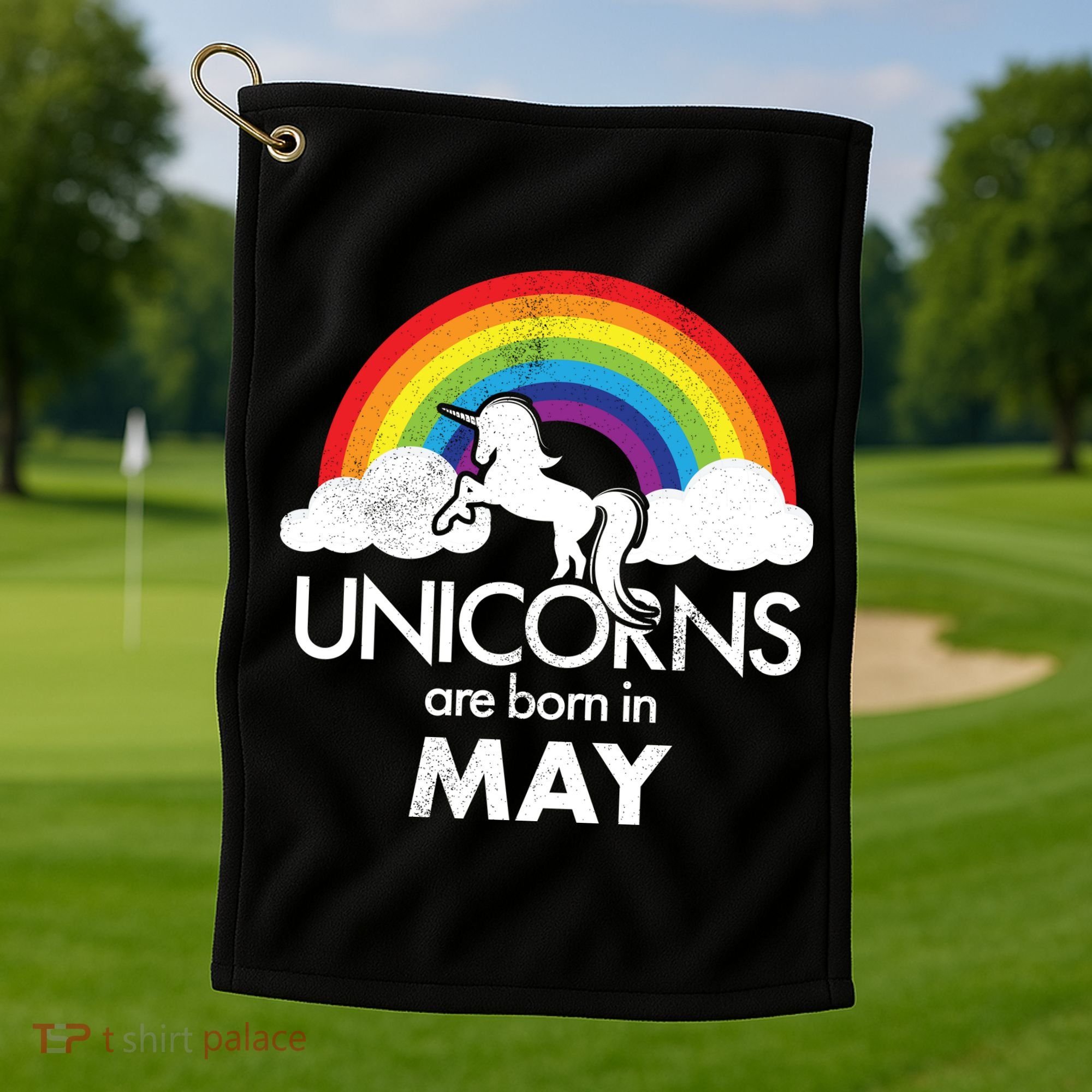 Unicorns Are Born in May Golf Towel