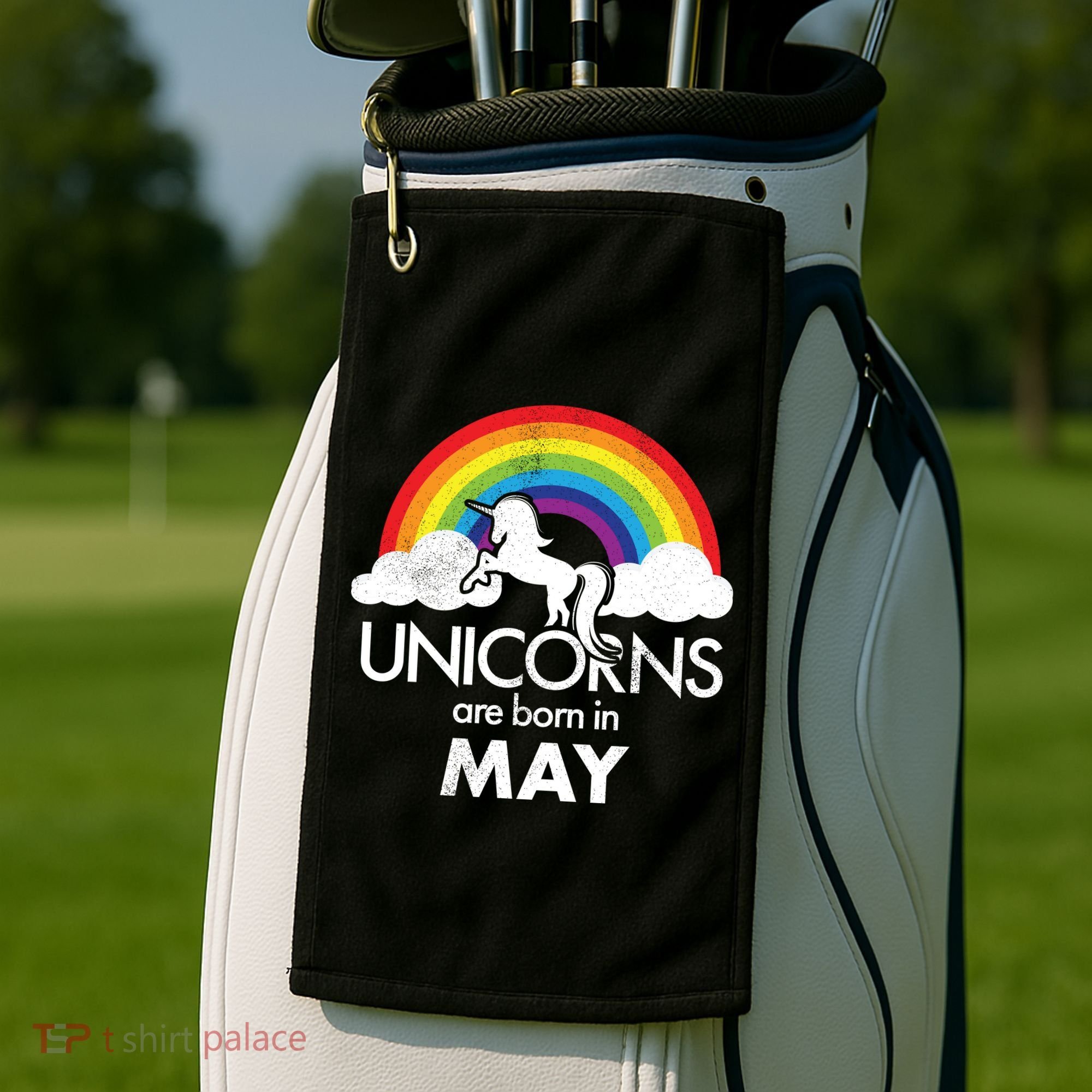 Unicorns Are Born in May Golf Towel