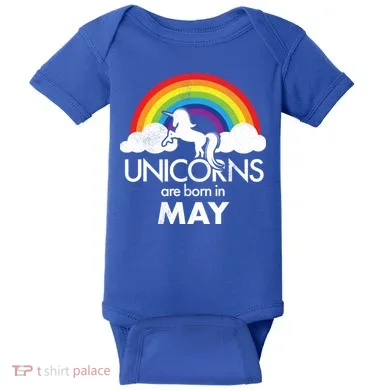 Unicorns Are Born in May Baby Bodysuit
