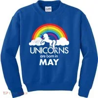 Unicorns Are Born in May Kids Sweatshirt thumb 0