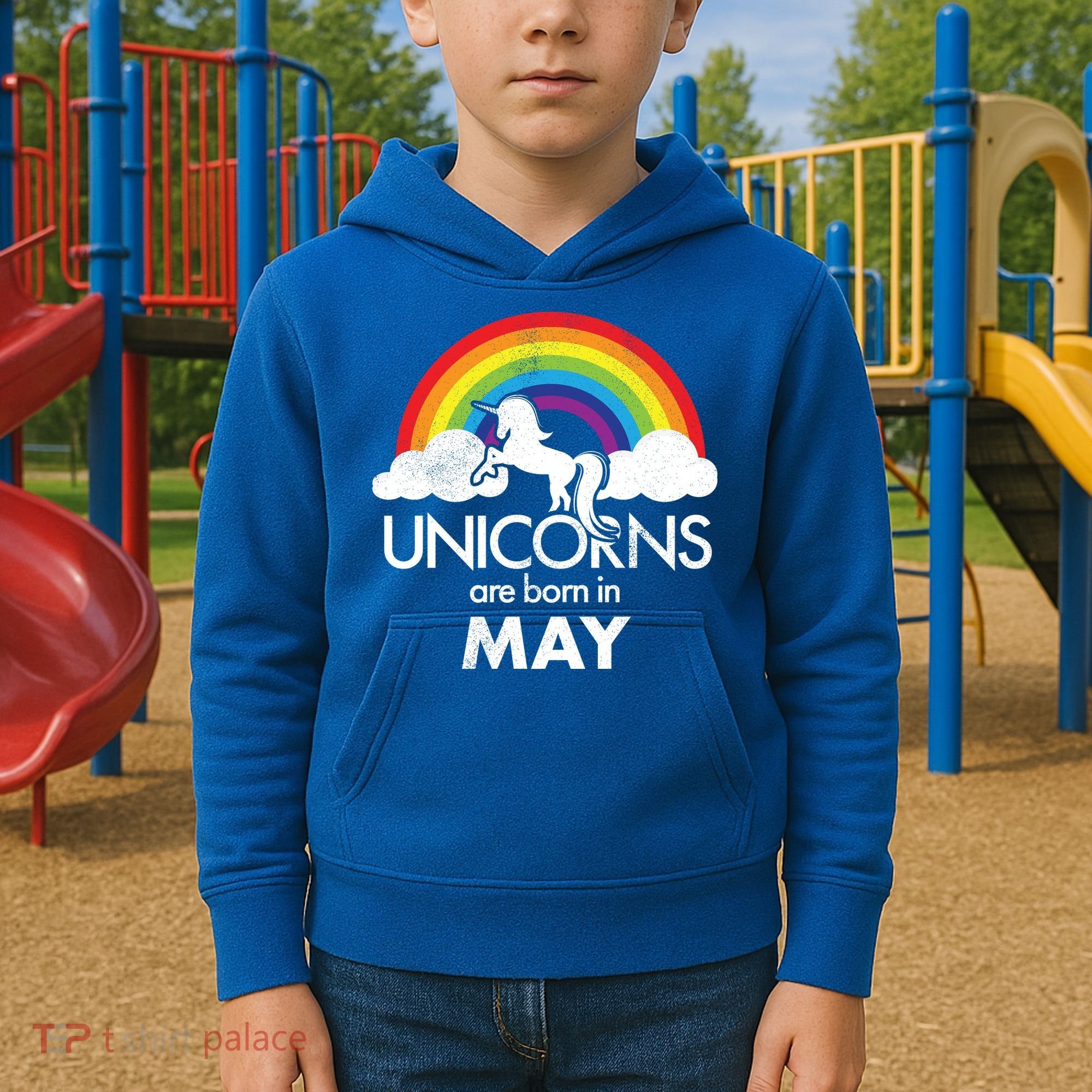 Unicorns Are Born in May Kids Hoodie