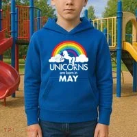Unicorns Are Born in May Kids Hoodie thumb 2