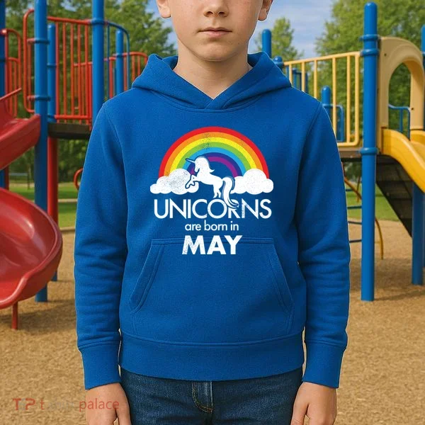 Unicorns Are Born in May Kids Hoodie