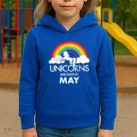 Unicorns Are Born in May Kids Hoodie thumb 3