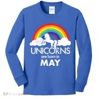 Unicorns Are Born in May Kids Long Sleeve Shirt thumb 0