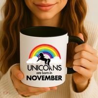Unicorns Are Born In November Rainbow Retro Coffee Mug thumb 3