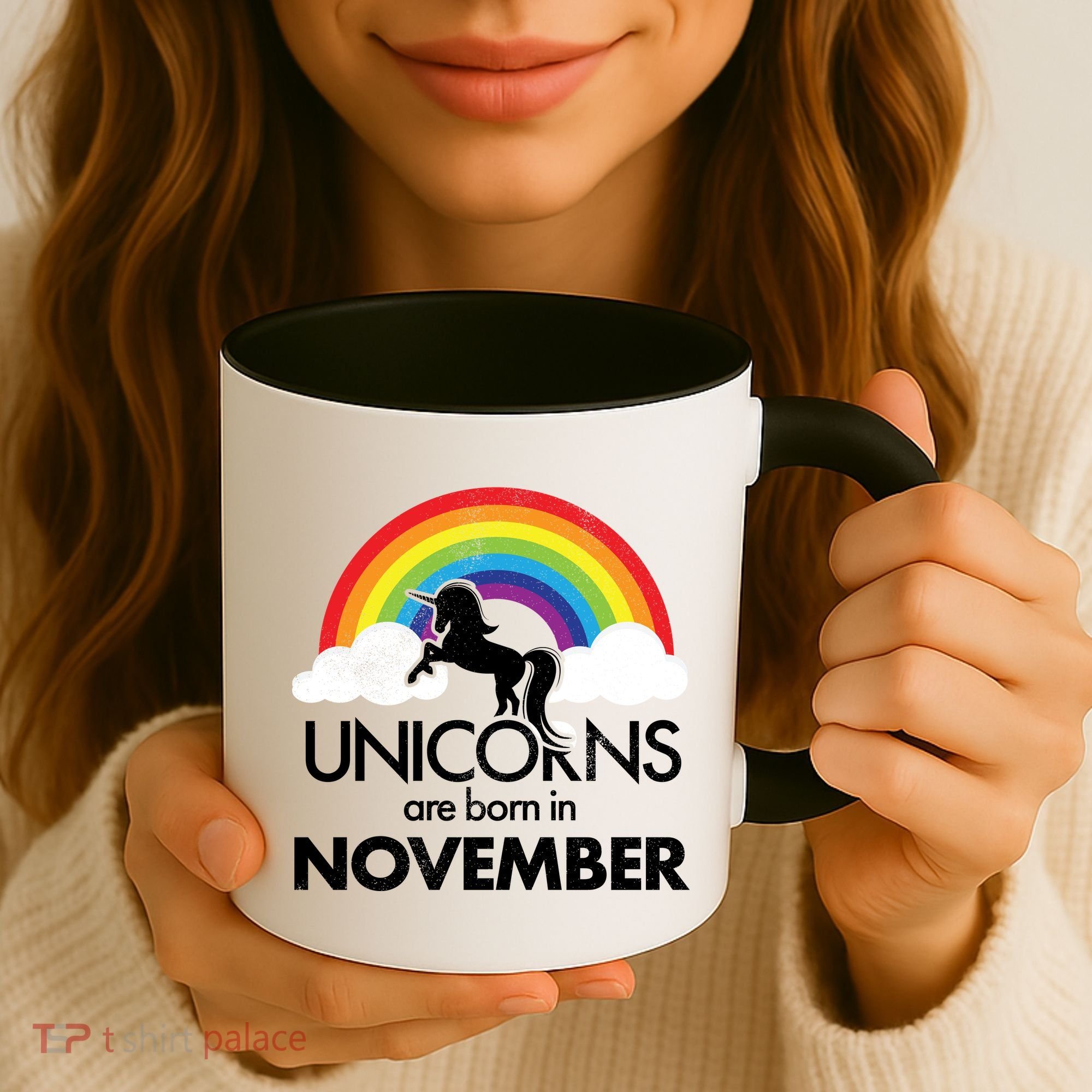 Unicorns Are Born In November Rainbow Retro Coffee Mug