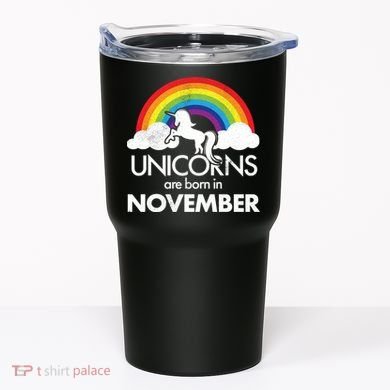 Unicorns Are Born In November Rainbow Retro Tumbler