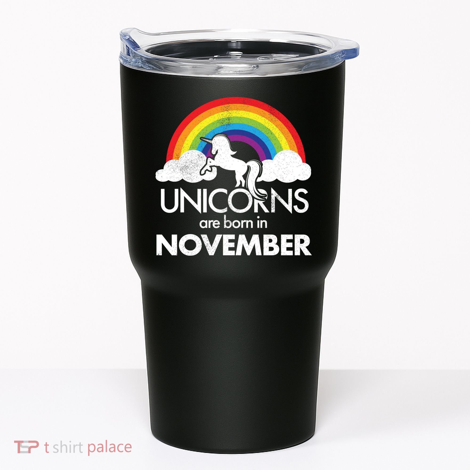 Unicorns Are Born In November Rainbow Retro Tumbler