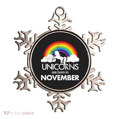 Unicorns Are Born In November Rainbow Retro Ornament