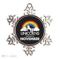 Unicorns Are Born In November Rainbow Retro Ornament thumb 0