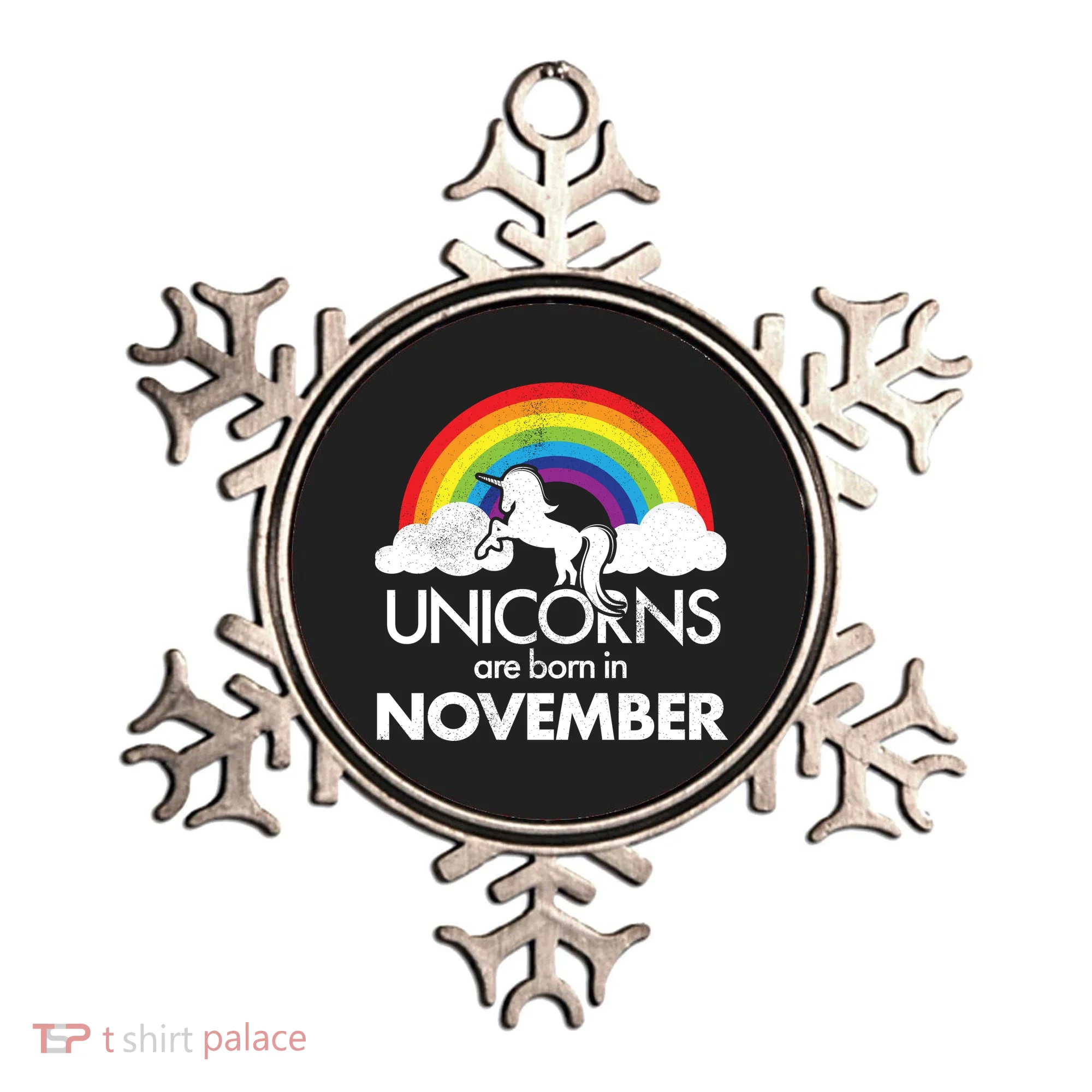 Unicorns Are Born In November Rainbow Retro Ornament
