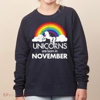 Unicorns Are Born In November Rainbow Retro Women's Sweatshirt thumb 0