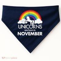 Unicorns Are Born In November Rainbow Retro USA-Made Doggie Bandana thumb 0