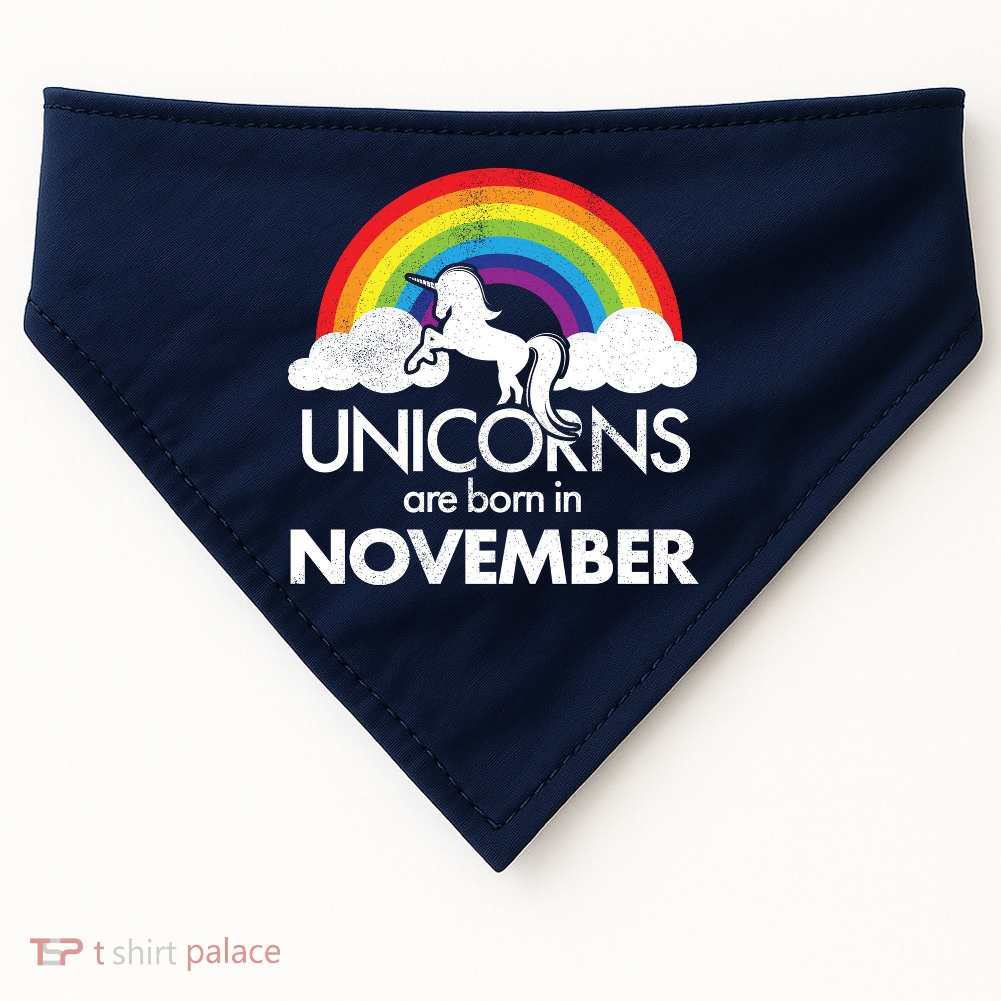 Unicorns Are Born In November Rainbow Retro USA-Made Doggie Bandana