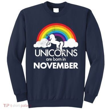 Unicorns Are Born In November Rainbow Retro Sweatshirt